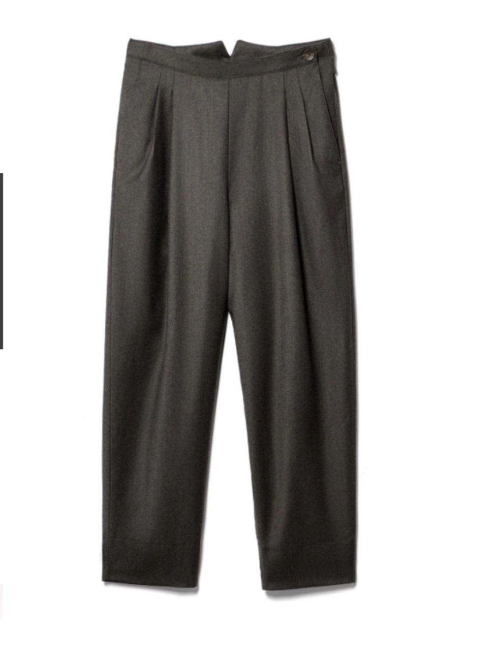 Four Objects The Trouser Women Charcoal Grey Italian Wool Barrel Leg Tailored